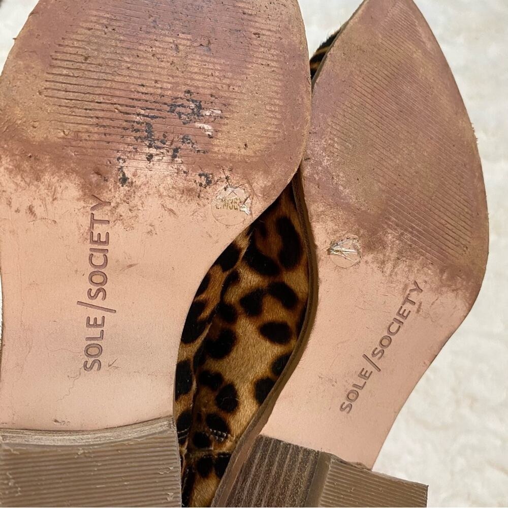Sole Society Womens Heeled Ankle Bootie Size 6 Laurelah 2 Leopard Print Cow Hair - Picture 13 of 13